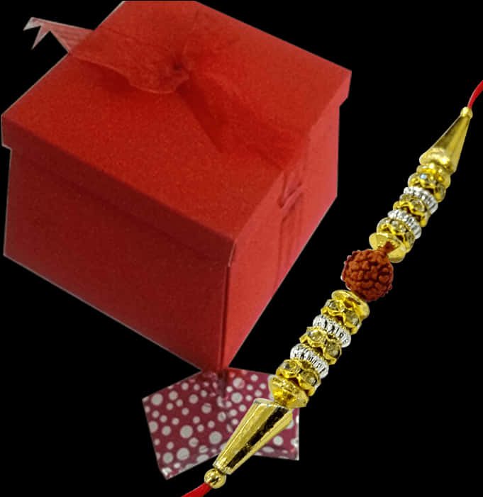 Decorative Rakhiwith Gift Box PNG Image