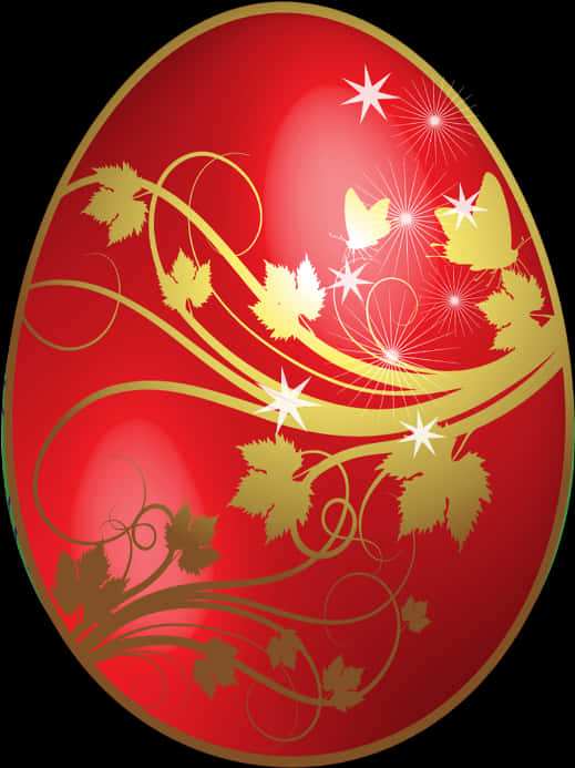 Decorative Red Easter Egg PNG Image