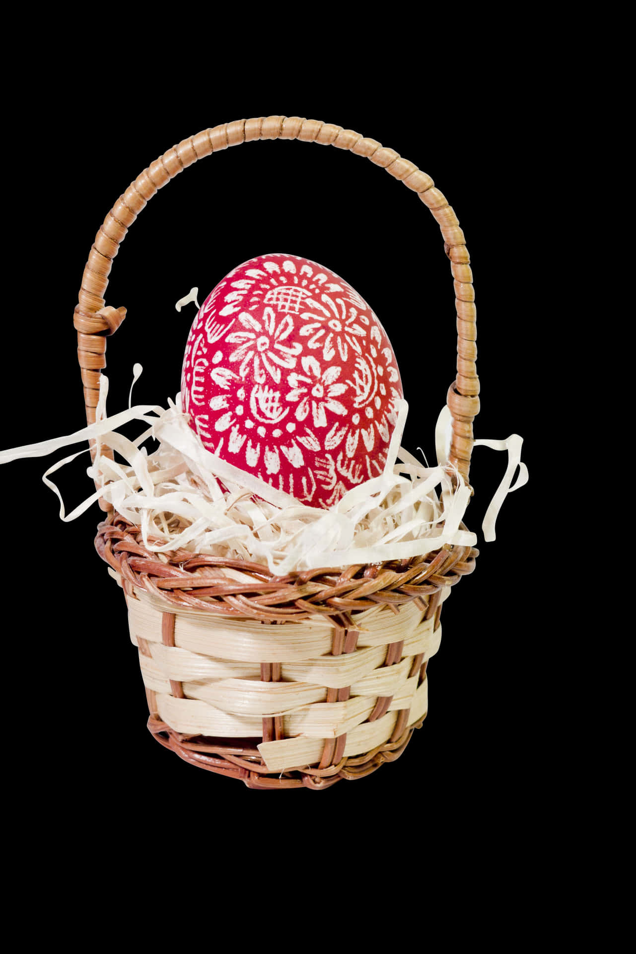 Decorative Red Patterned Eggin Basket PNG Image