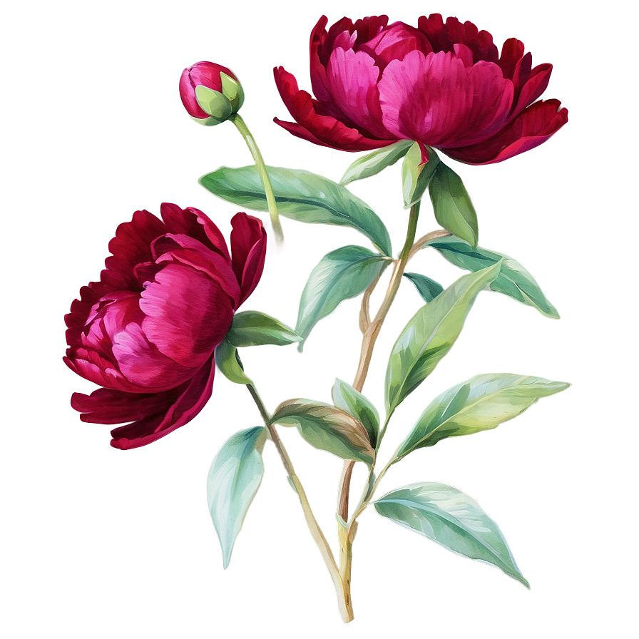 Deep Red Peonies Graphic Png Jru99 PNG Image