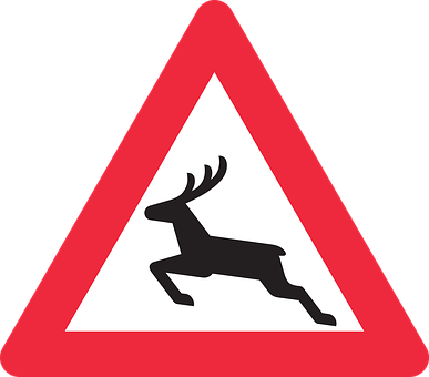 Deer Crossing Road Sign PNG Image