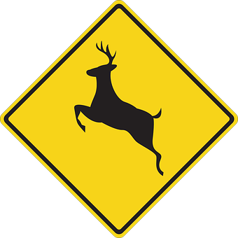 Deer Crossing Road Sign PNG Image