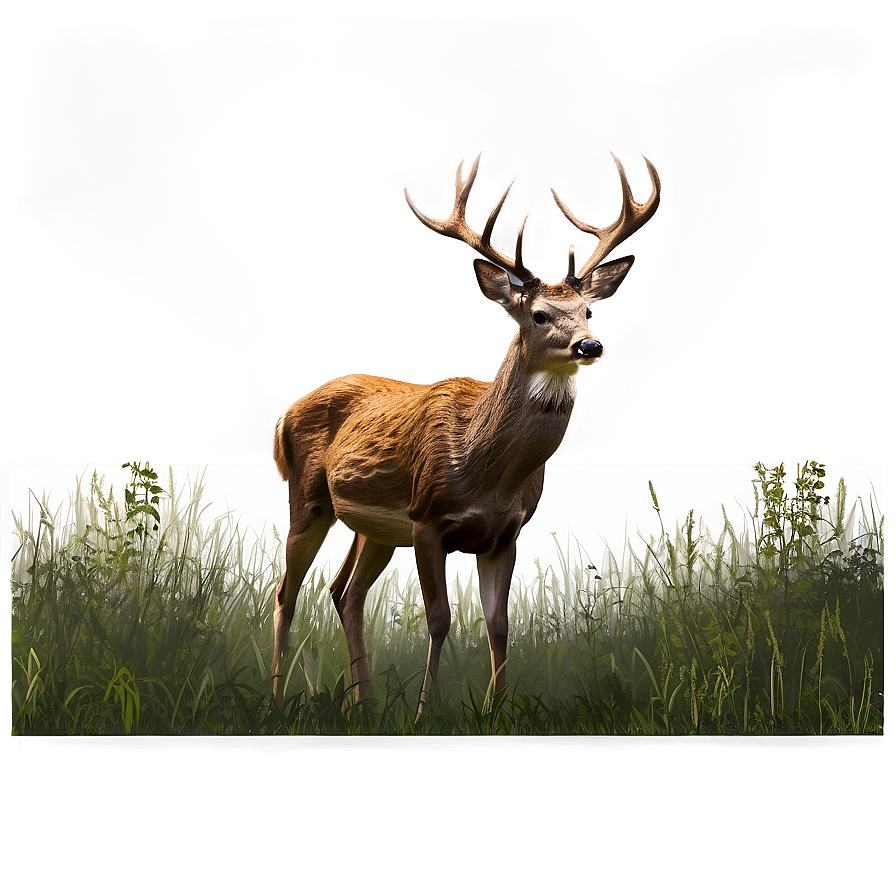 Deer In Meadow Landscape Png 93 PNG Image