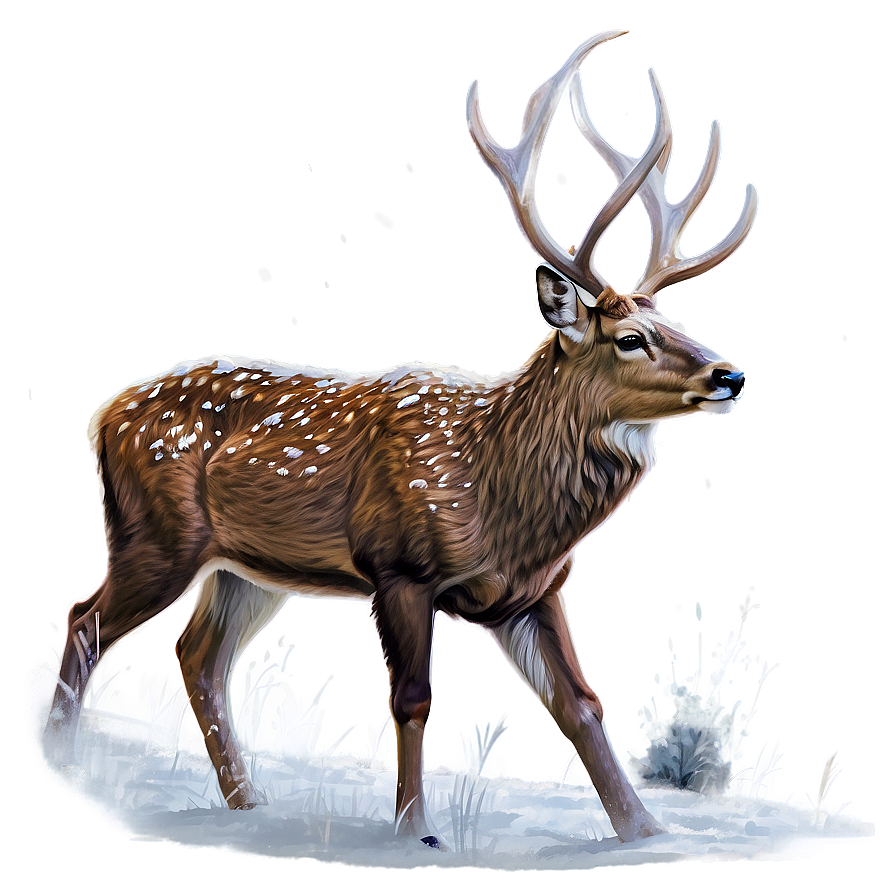 Deer In Snowfall Png Wes PNG Image