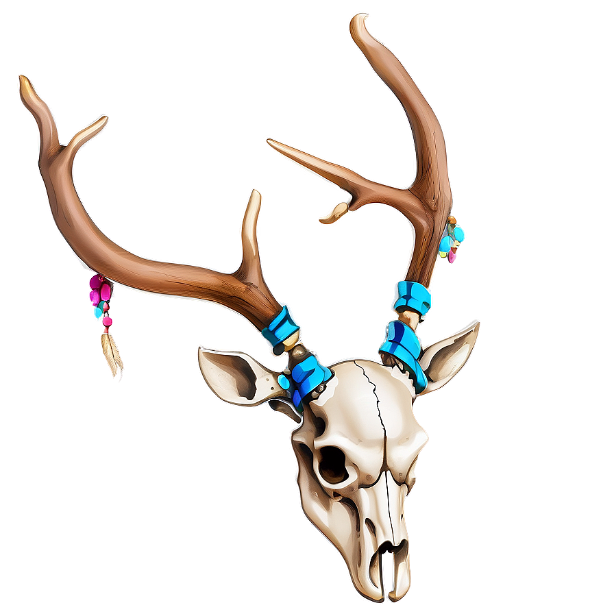 Deer Skull With Headdress Png 06132024 PNG Image