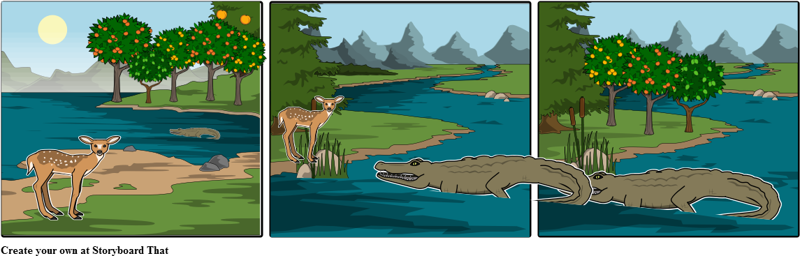 Deerand Crocodile Comic Strip PNG Image