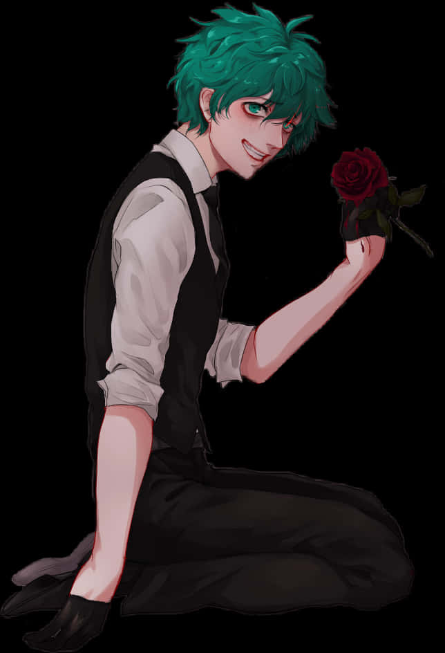 Deku_with_ Rose_ Offering PNG Image