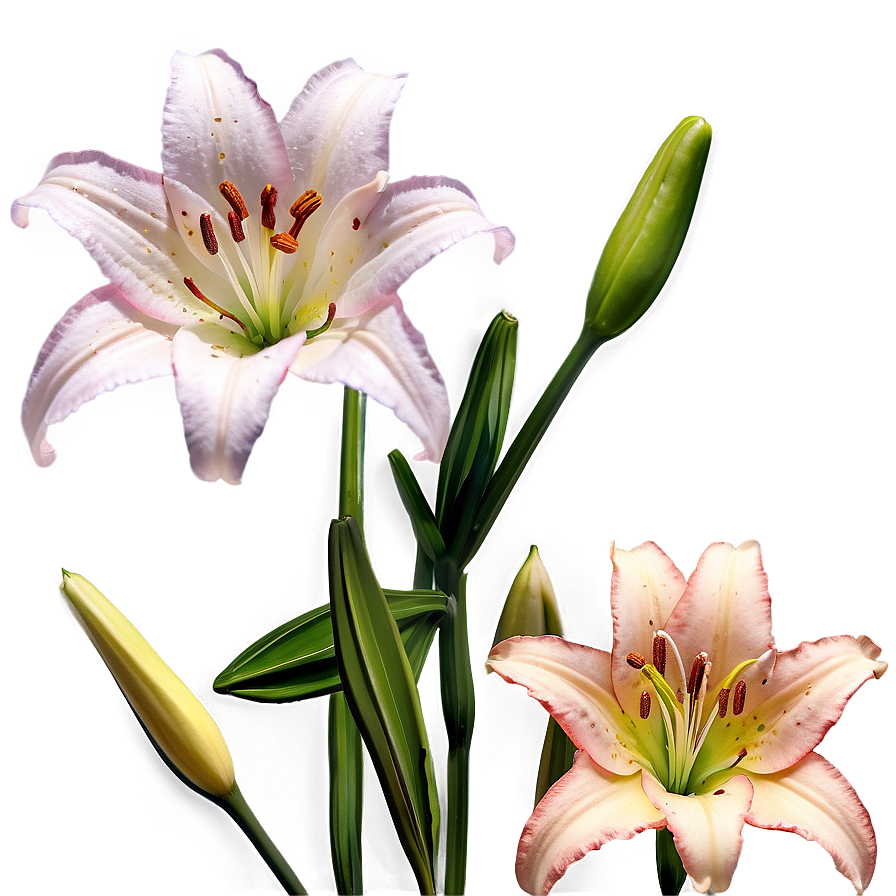 Delicate Lilies Close-up Png 9 PNG Image