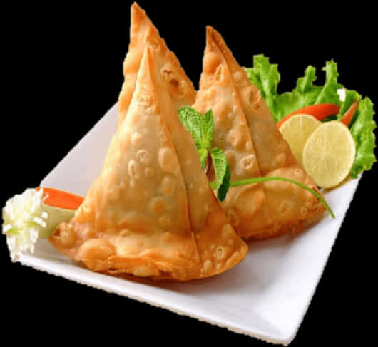 Delicious Samosason Plate PNG Image