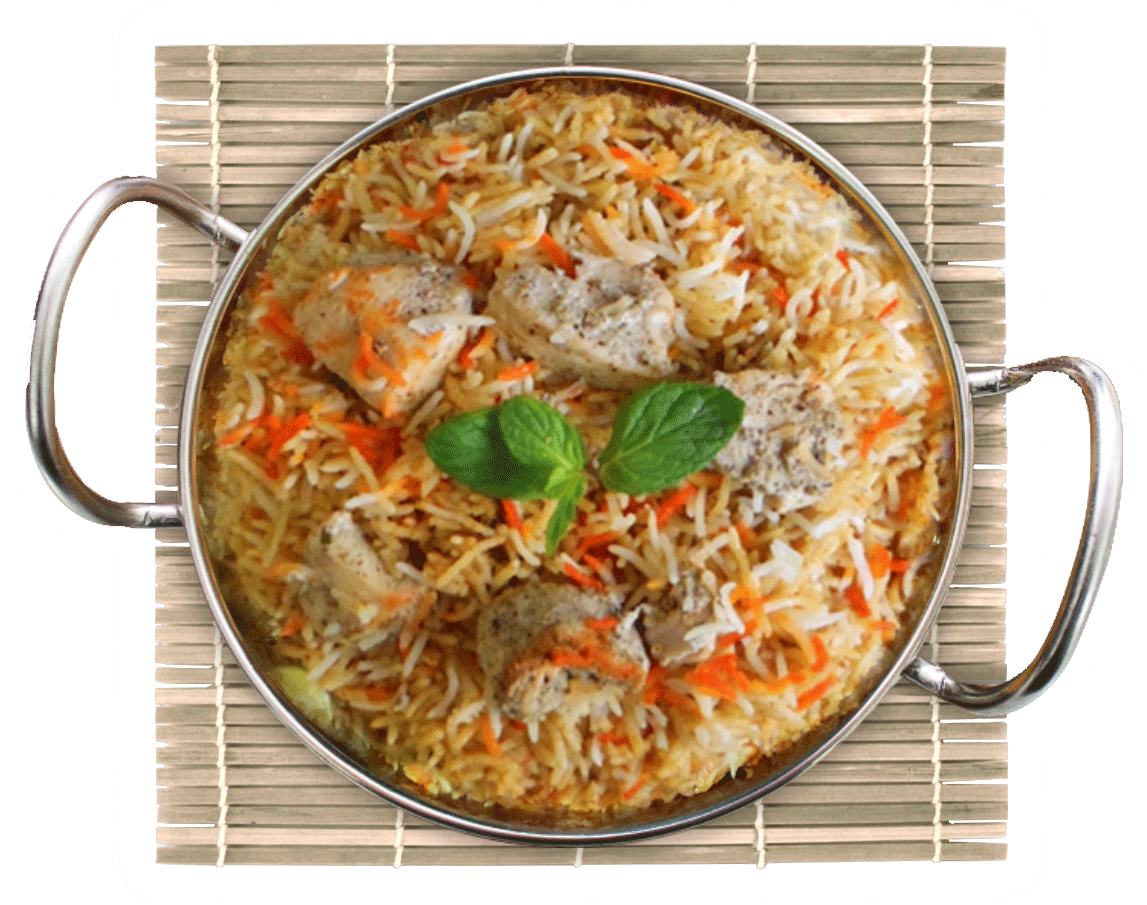 Delicious Vegetable Biryani Top View PNG Image