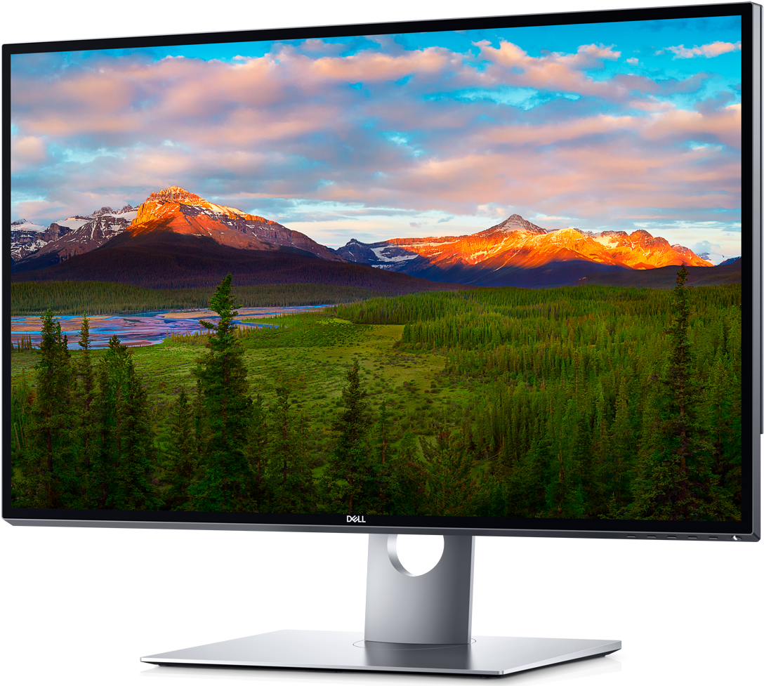 Dell Monitor Mountain Sunset Display PNG Image