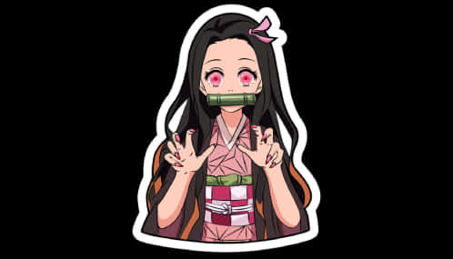 Demon Slayer Character Peace Sign Sticker PNG Image