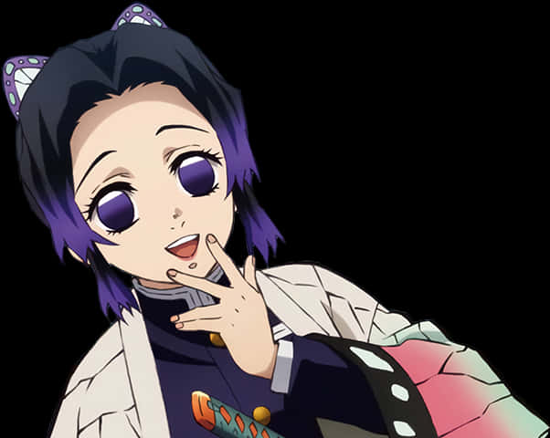 Demon Slayer Character Shinobu Kocho Smiling PNG Image