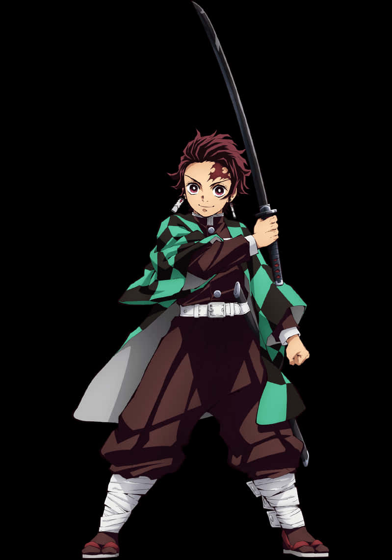 Demon Slayer Character With Sword PNG Image