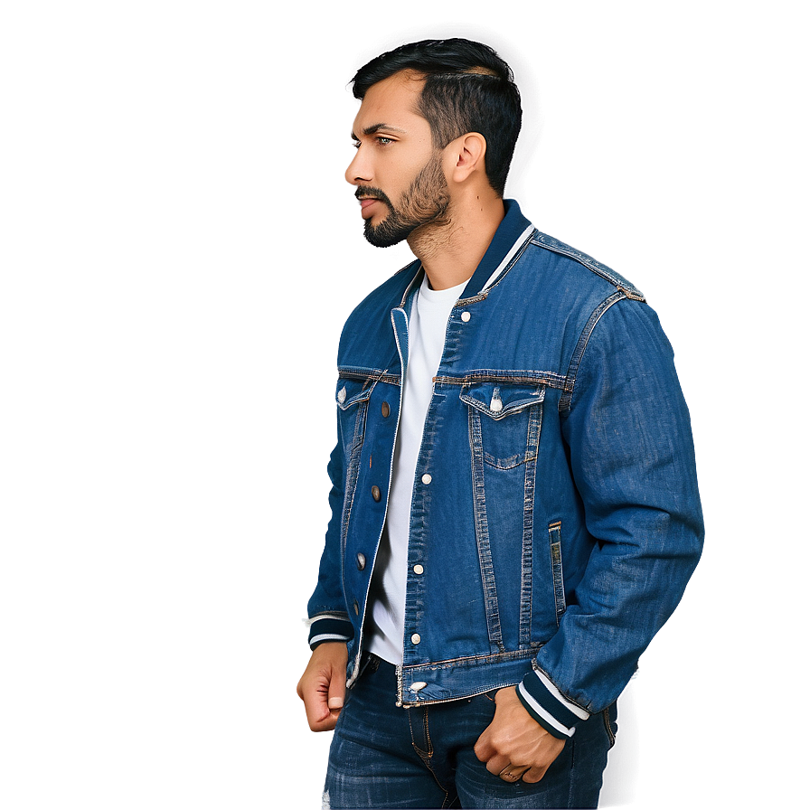 Denim Bomber Jacket Rugged Png Fuy95 PNG Image