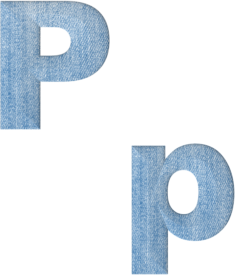 Denim Letter Pattern Design PNG Image