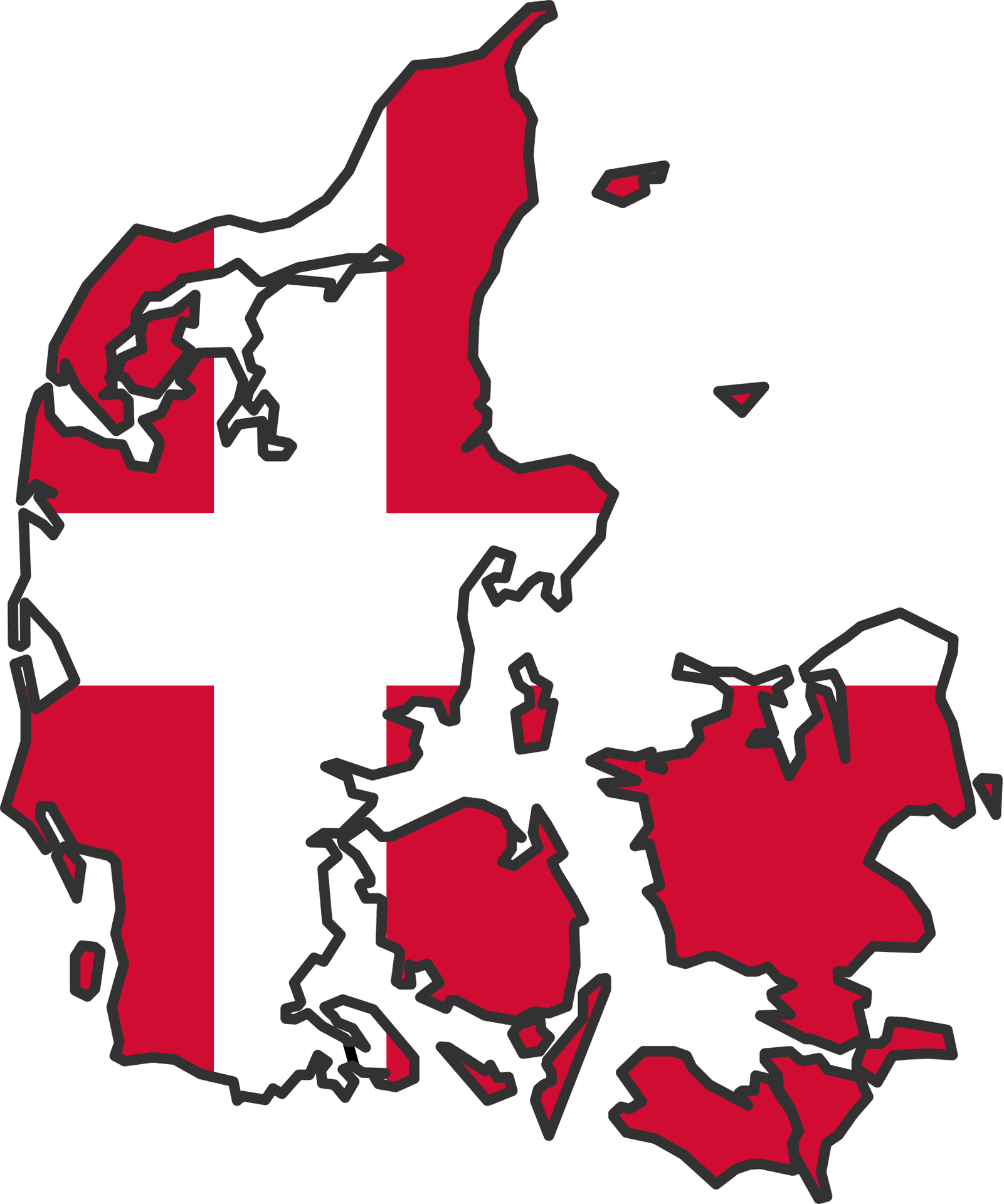 Denmark Flag Map Outline PNG Image