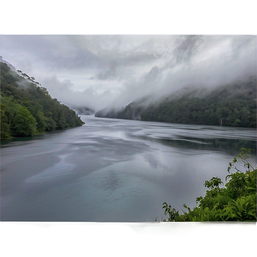 Dense Fog Over Mountain Dam Png Oxp PNG Image