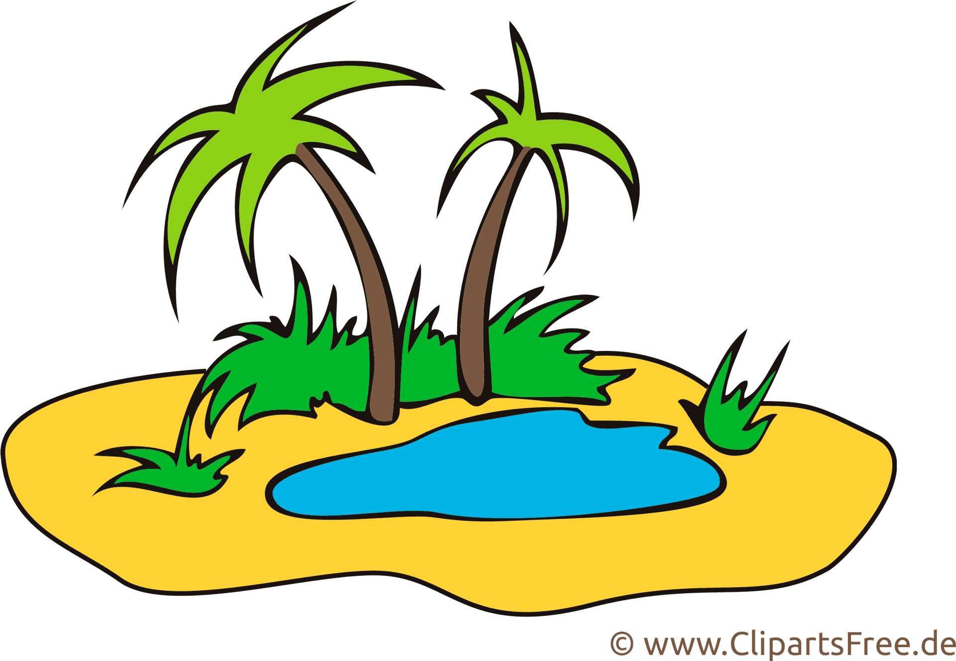 Desert Oasis Cartoon Illustration PNG Image