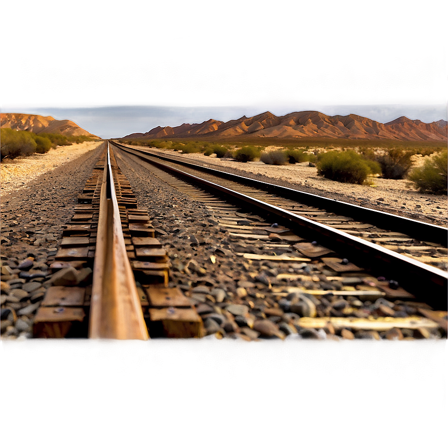 Desert Railroad Tracks Sunset Png Sda PNG Image