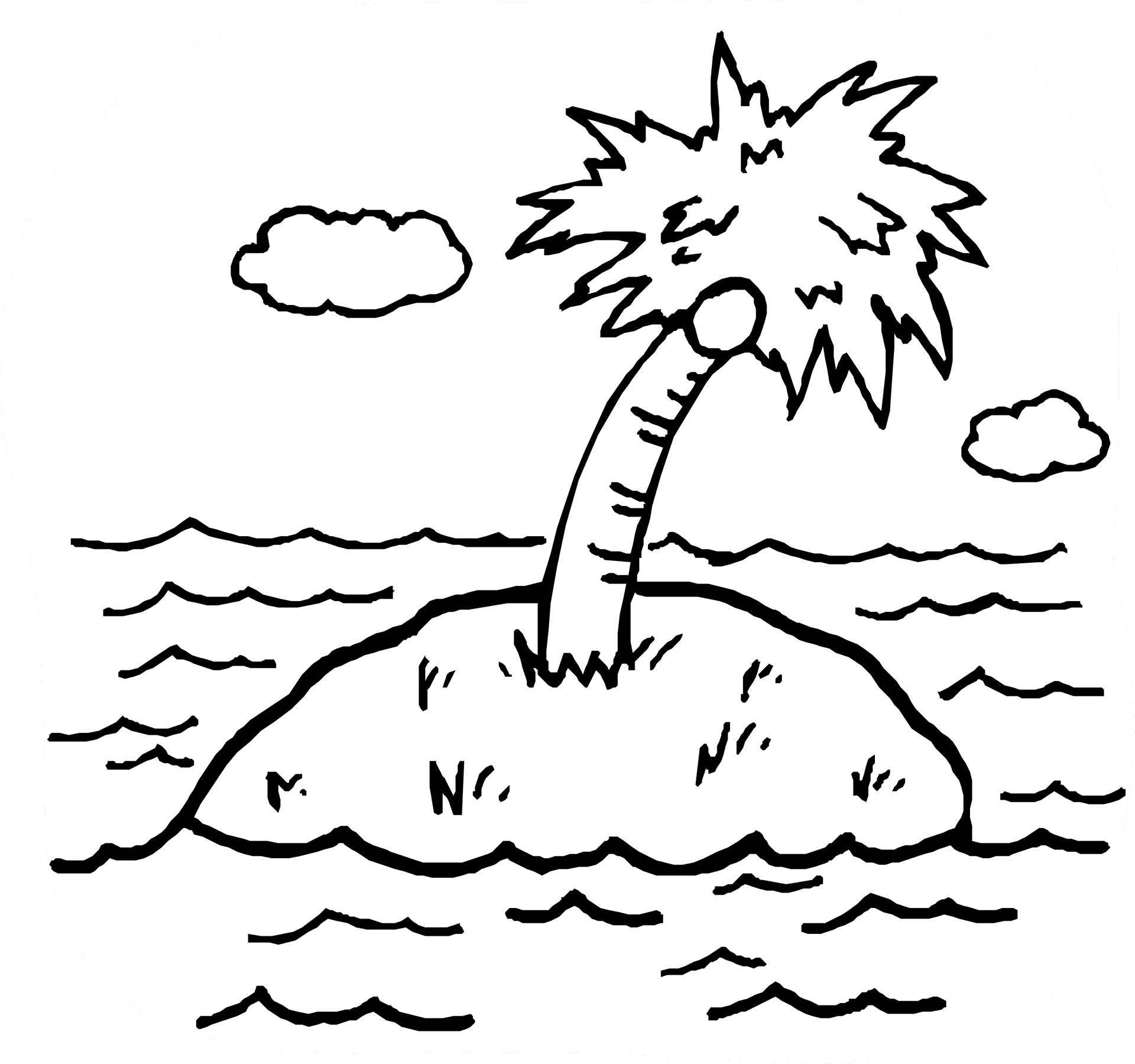 Deserted Island Sketch PNG Image