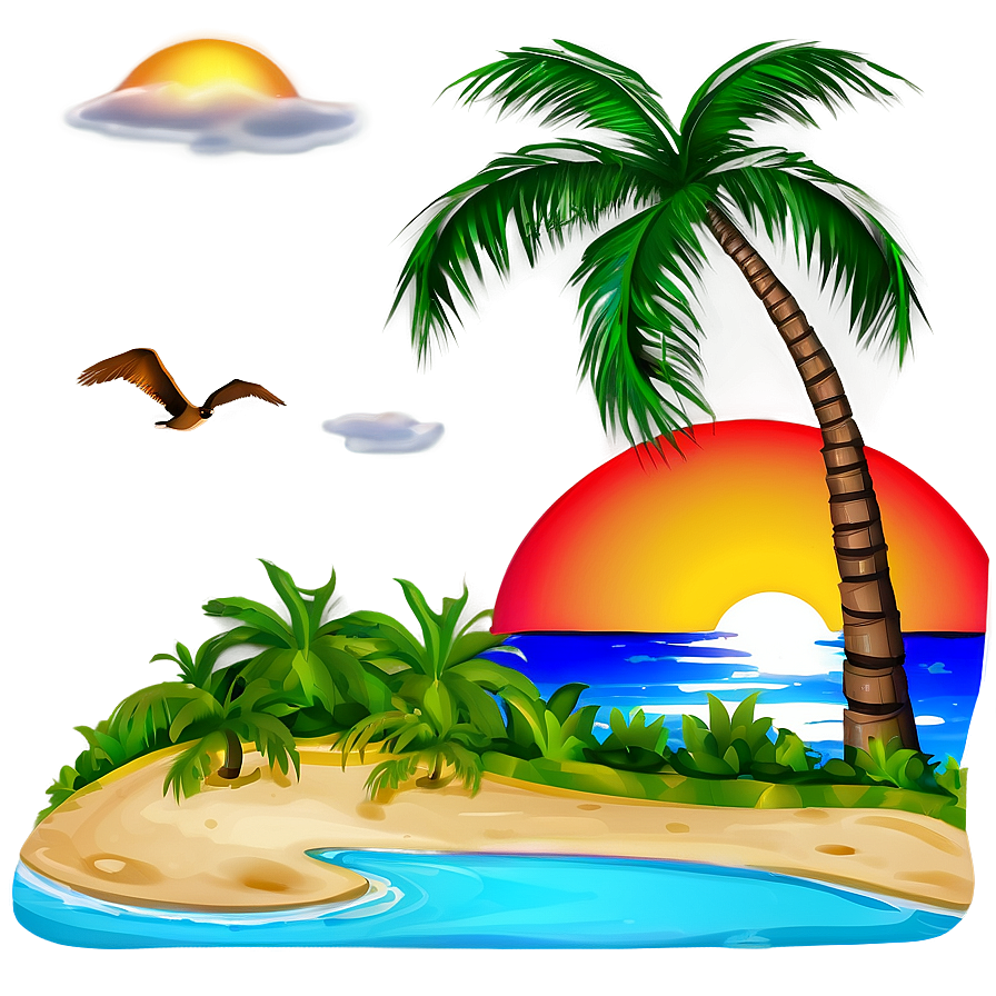 Deserted Island Sunset Png Uyd80 PNG Image