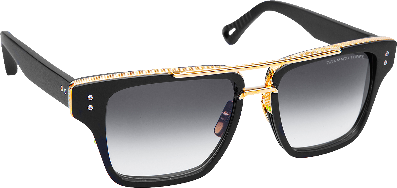 Designer Black Gold Sunglasses PNG Image