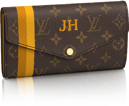 Designer Monogram Walletwith Yellow Stripe PNG Image