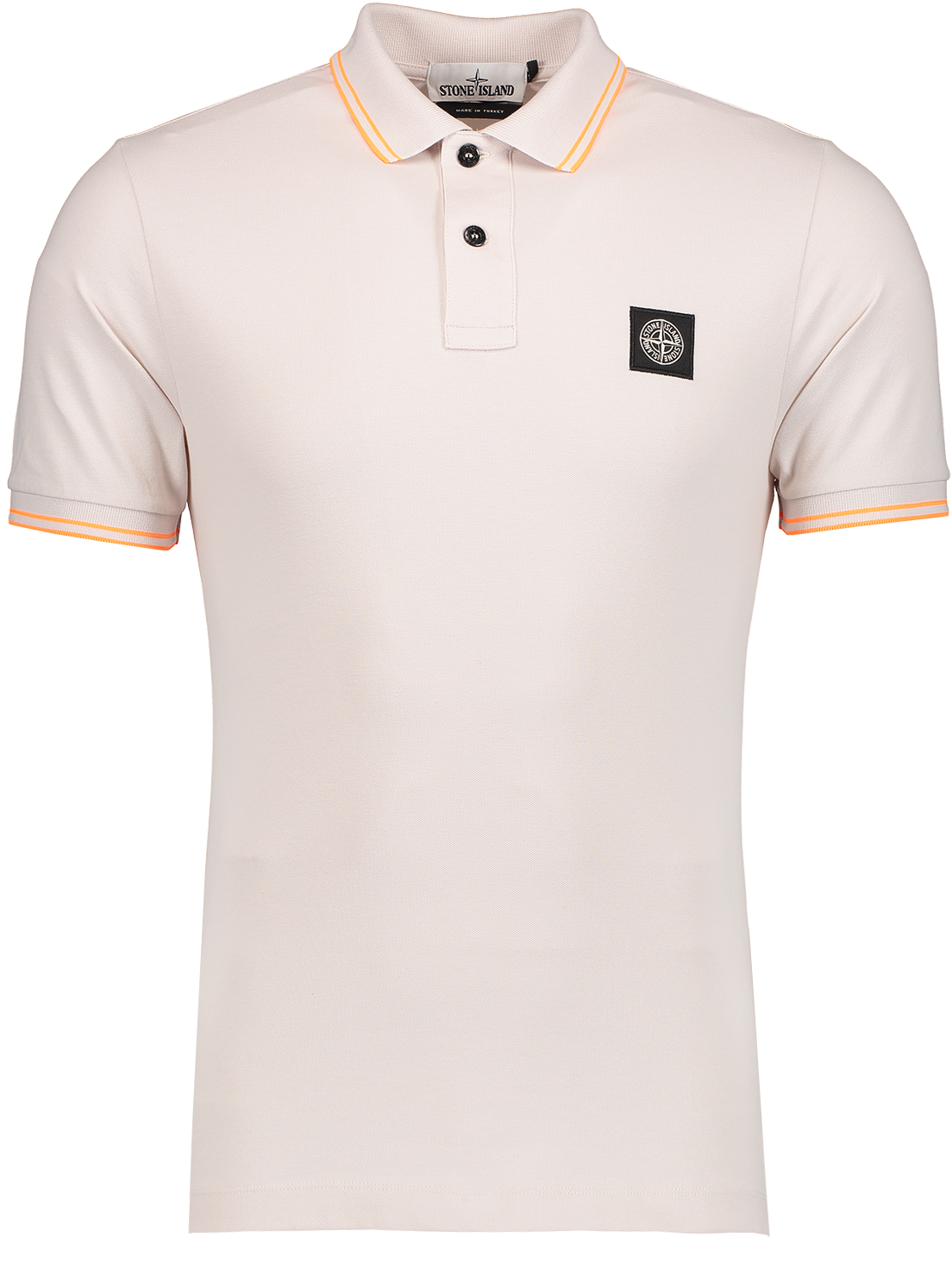 Designer Polo Shirt White Orange Trim PNG Image