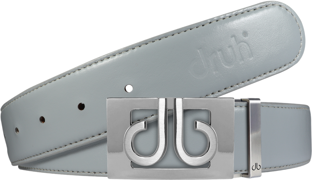 Designer Silver Buckle Leather Belt PNG Image