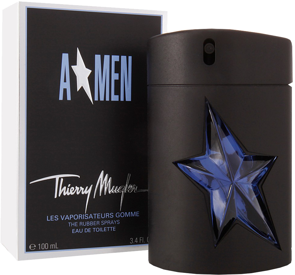 Designer Star Shaped Men Perfume Bottleand Packaging PNG Image