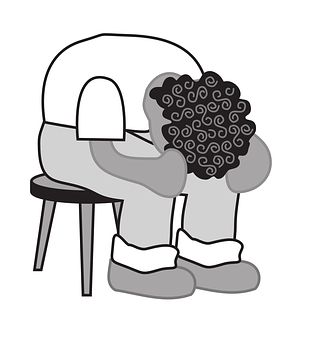 Despondent Figure Resting Headon Knees PNG Image