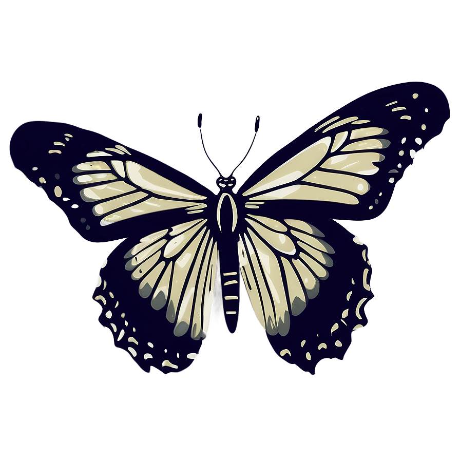 Detailed Black Butterfly Outline Png Pvs PNG Image