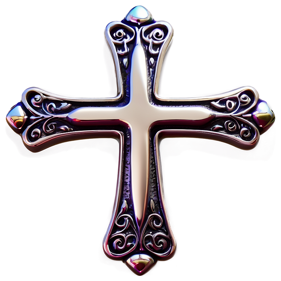 Detailed Chrome Heart Cross Motif Png 06132024 PNG Image