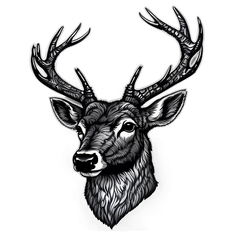 Detailed Deer Head Sketch Png Uxt55 PNG Image