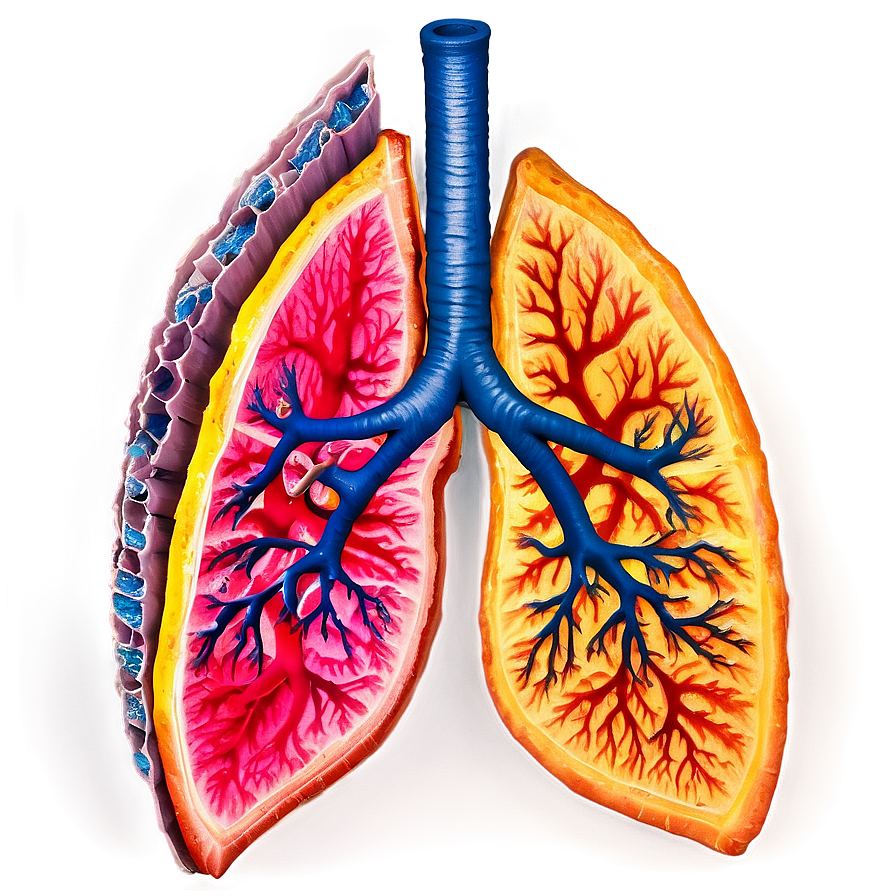 Detailed Lung Cross Section Png Wcy50 PNG Image