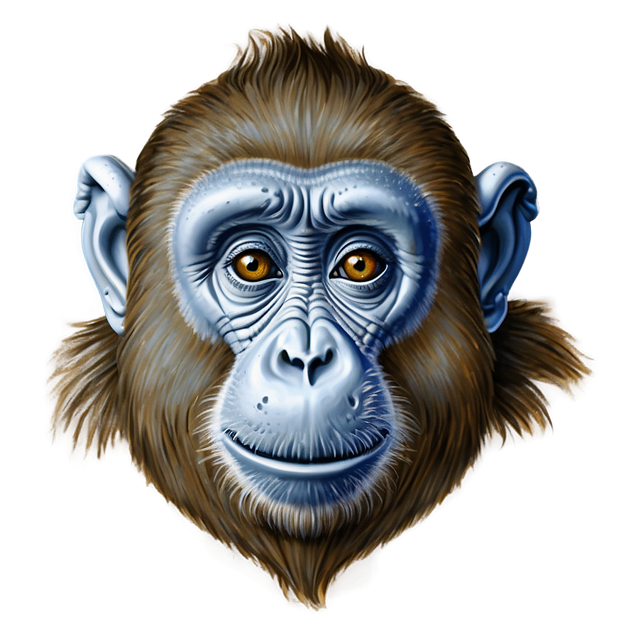 Detailed Monkey Face Drawing Png Kfh PNG Image