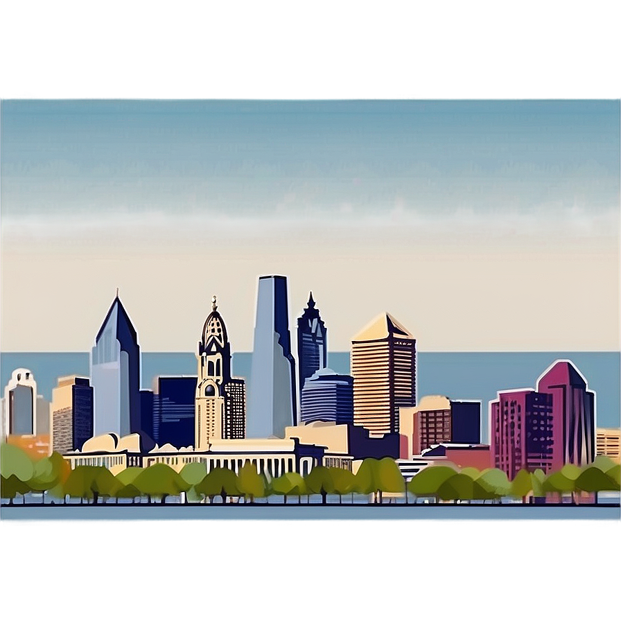 Detailed Philadelphia Skyline Illustration Png Brv59 PNG Image