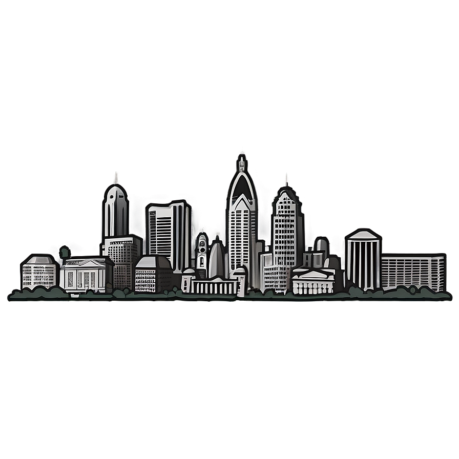 Detailed Philadelphia Skyline Illustration Png Qhb50 PNG Image