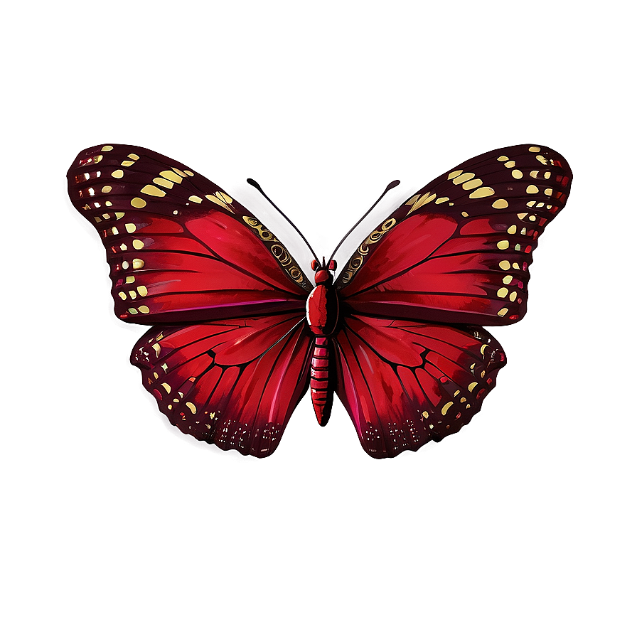 Detailed Red Butterfly Png Csk50 PNG Image