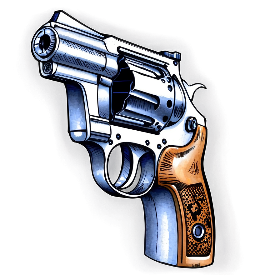 Detailed Revolver Sketch Png 05242024 PNG Image