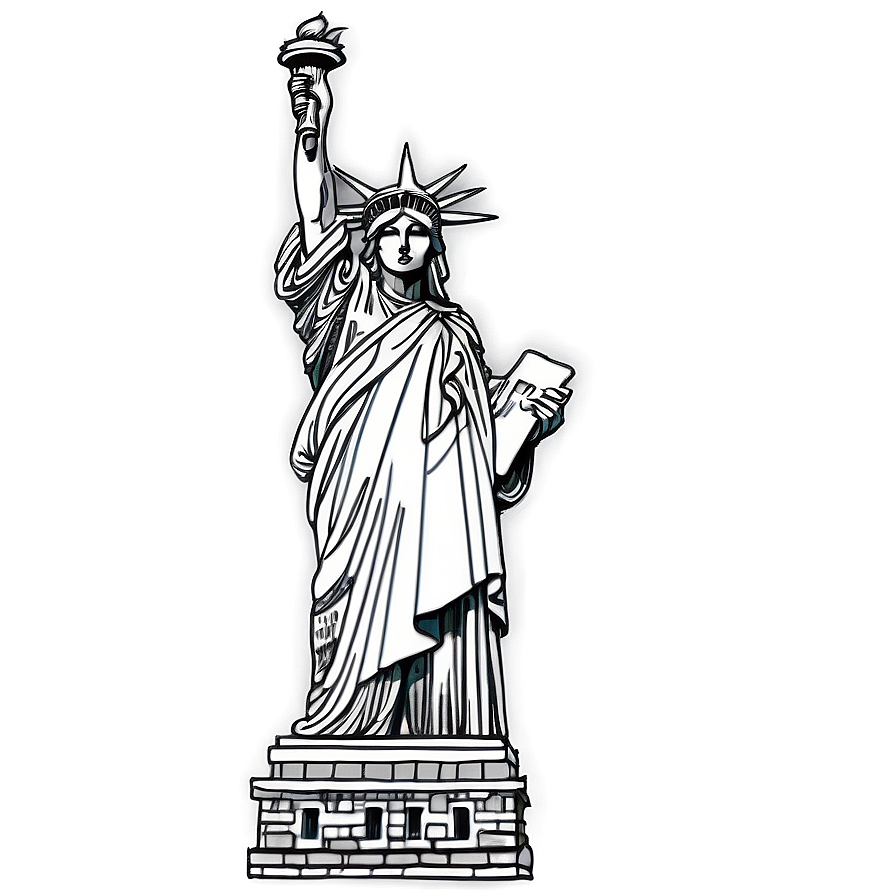 Detailed Statue Of Liberty Sketch Png 05242024 PNG Image