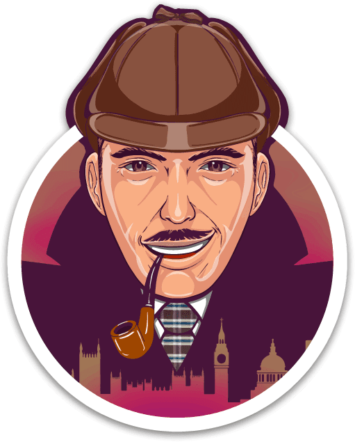 Detective With Pipeand Deerstalker Hat PNG Image