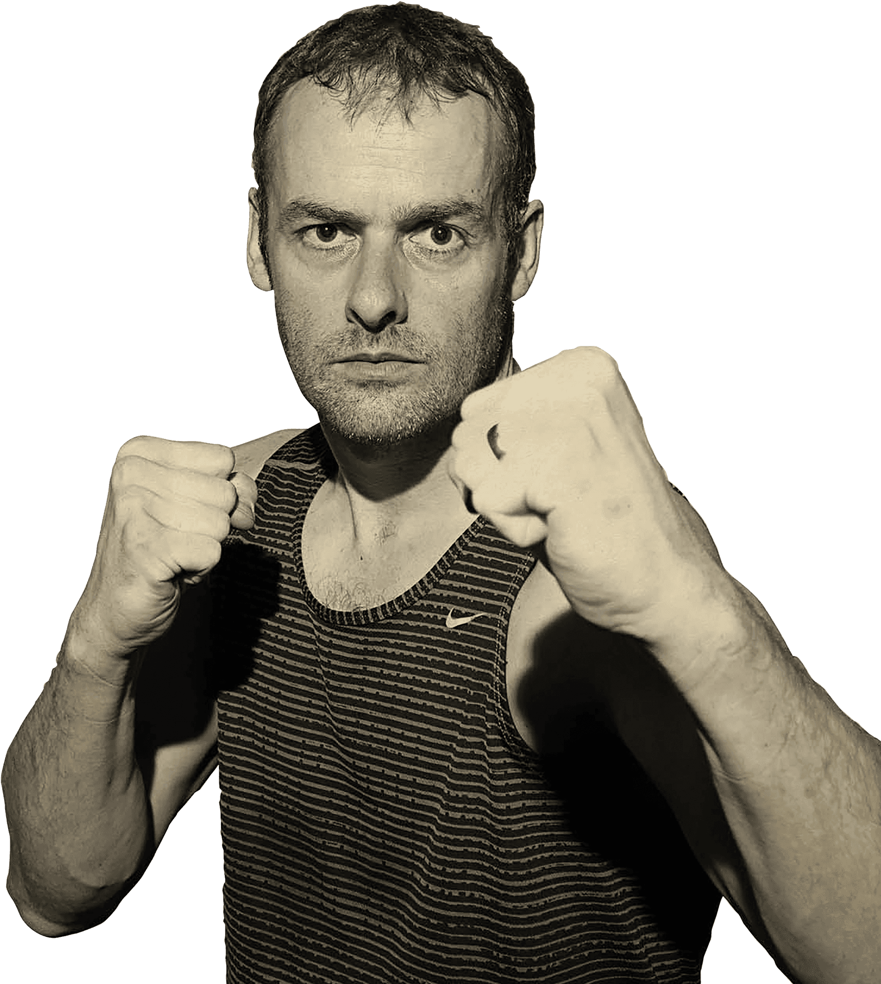 Determined Man Boxing Pose PNG Image