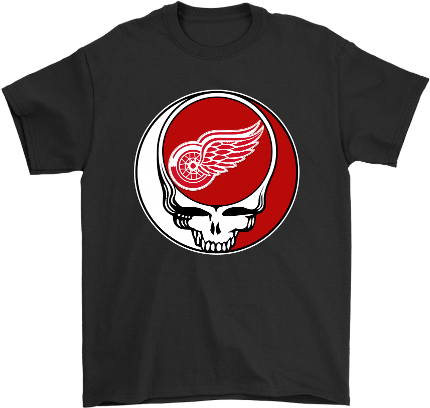 Detroit Red Wings Skull T Shirt Design PNG Image