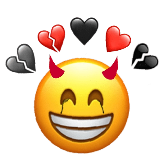 Devilish Grin Emojiwith Hearts PNG Image