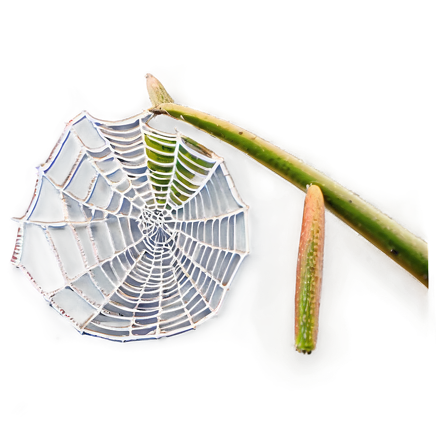 Dewy Spider Webon Branch PNG Image