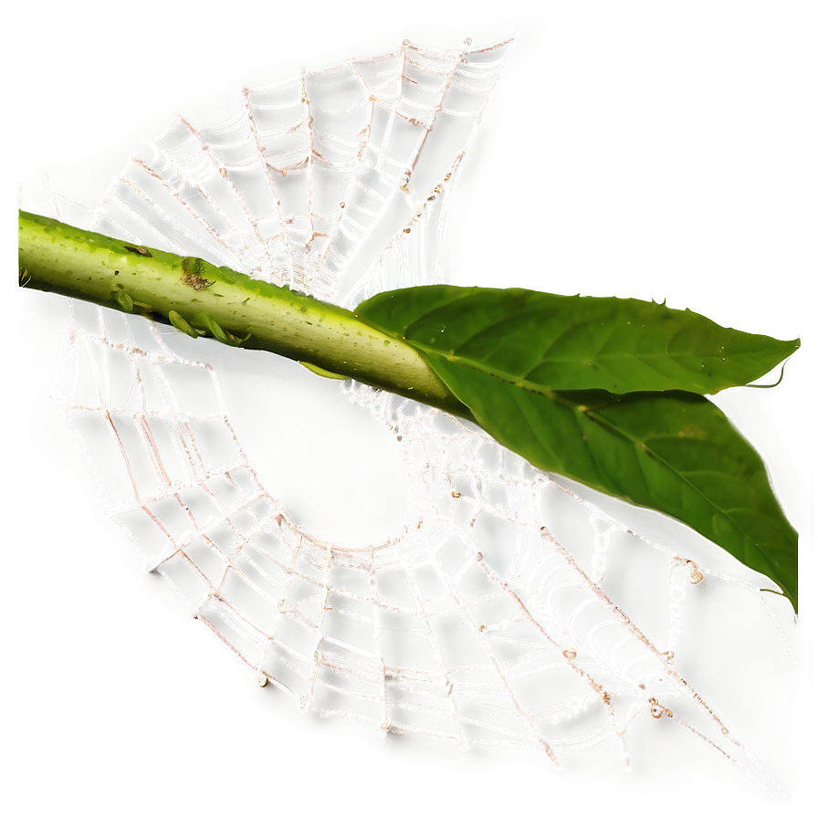 Dewy Spider Webon Leaf PNG Image