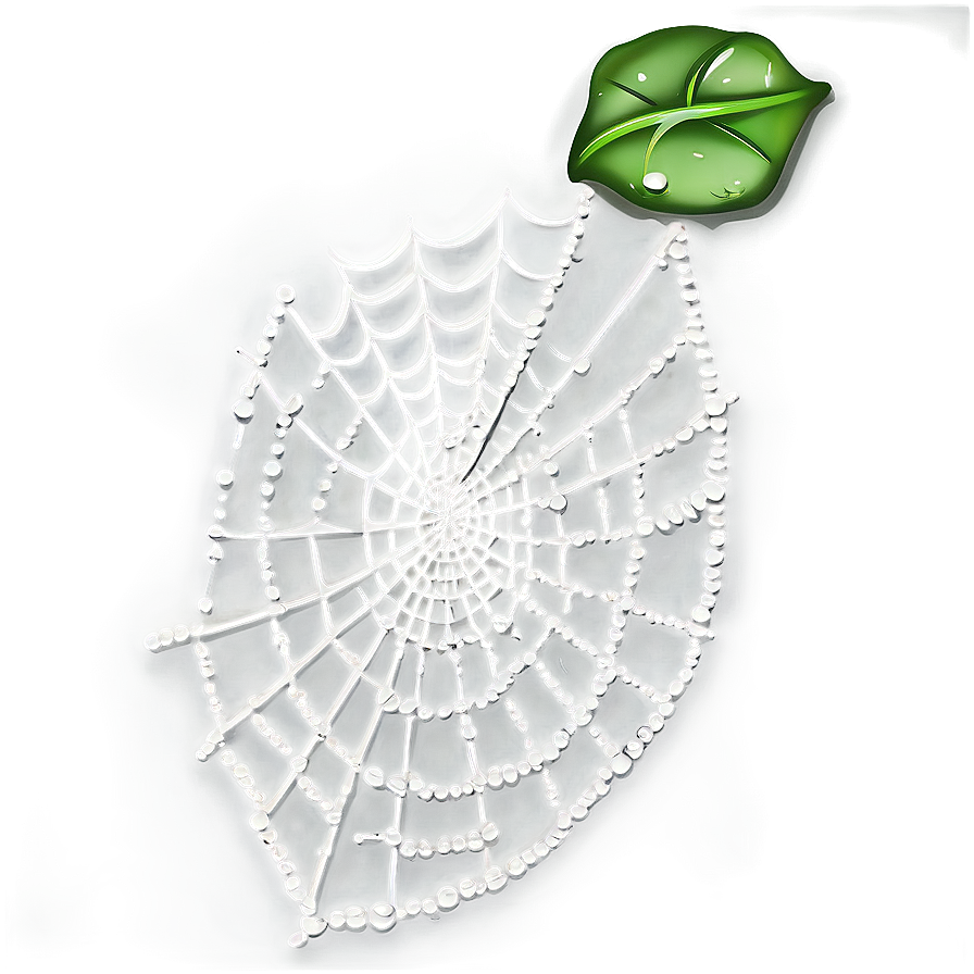 Dewy Spider Webwith Leaf PNG Image