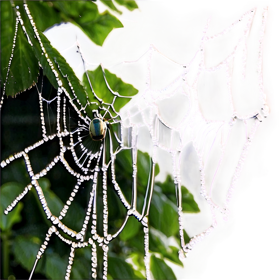 Dewy Spider Webwith Spider PNG Image